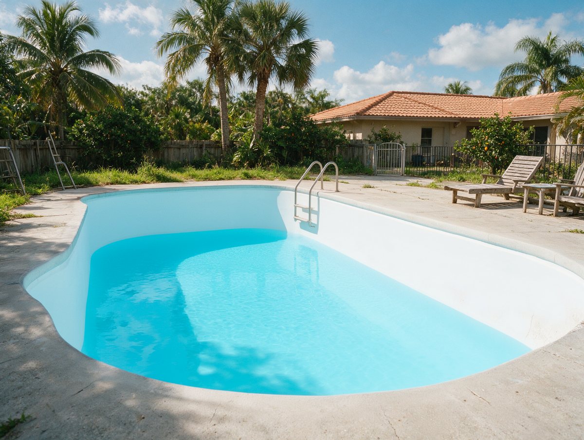 The same pool after resurfacing with a smooth, bright new finish